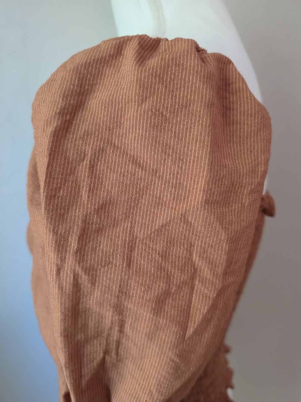 Smocked Square-Neck Crop Top in Caramel - Picture 7 of 9